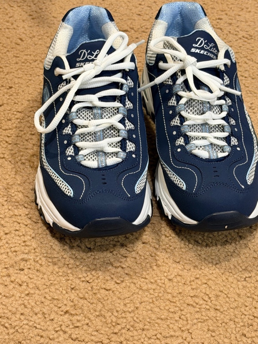 Skechers D'Lites Navy Blue White Sneakers Size 8.5 - Picture 4 of 9